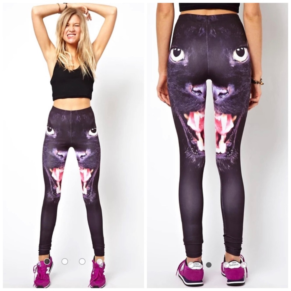 ASOS Petite High Rise Black Legging In Panther 2 - Picture 1 of 8